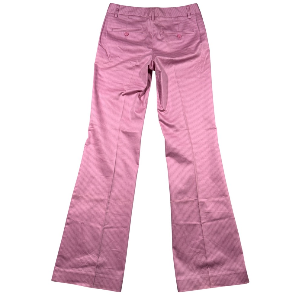 Vintage Y2K Express Editor Pants Womens 0 Pink Pinstripe Low Rise Flare Career - Picture 2 of 8